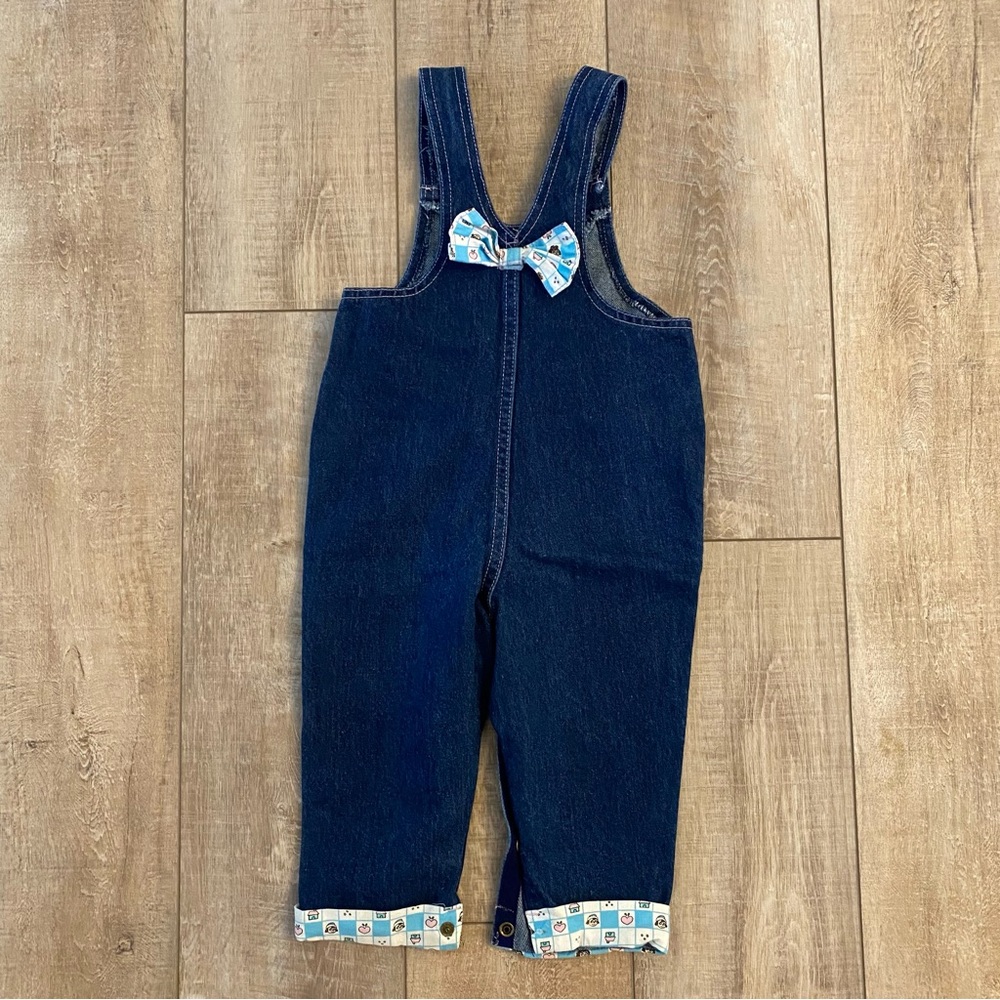 Vintage 80s Raggedy Ann Girls Size 24mo Blue Denim Overalls - Picture 4 of 7